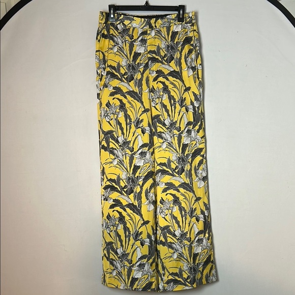 RACHEL Rachel Roy Floral Wide-Leg Pants High Rise Elastic Waist Size 12 - Picture 2 of 9
